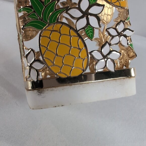 Bath & Body Works Pineapple Plumeria Soap Holder Gold White Summer Flowers - Picture 13 of 13
